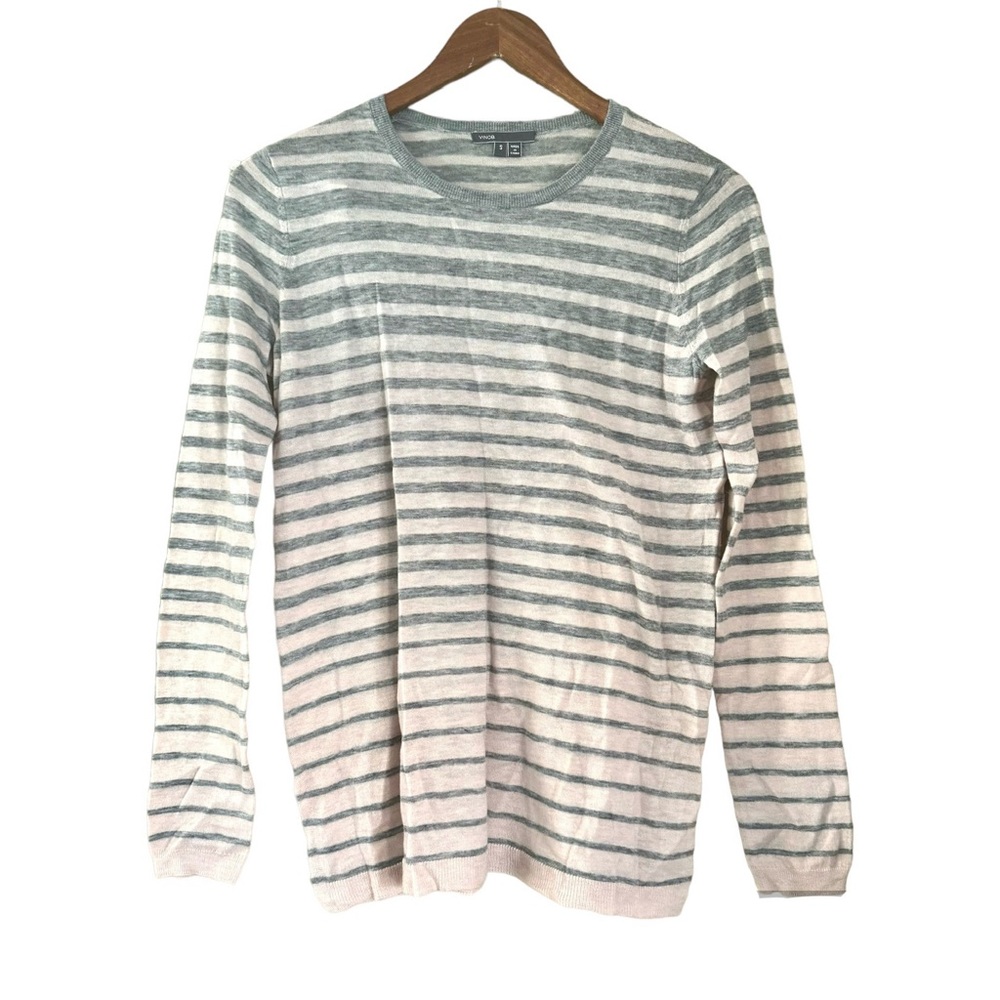 Vince Gradient Striped Wool Blend Pullover Sweater Pink Gray Size Small